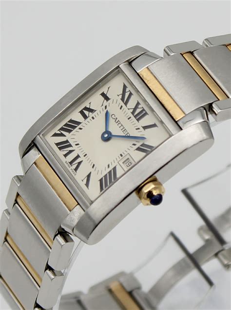 cartier tank two tone watch|cartier tank watch ladies automatic.